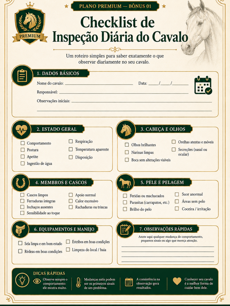 Prévia do checklist de inspeção diária do cavalo